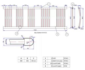 Ecoradco törölközőszárító radiátor 75 x 150 cm (fehér)