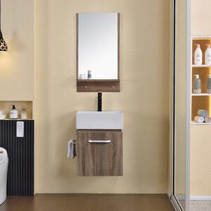 HD Capri Wood 45 komplett fürdőszoba bútor fali mosdószekrénnyel, kerámia mosdóval és tükörrel