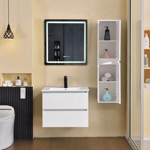 HD HongKong White 60 komplett fürdőszoba bútor szett fali mosdószekrénnyel, kerámia mosdóval, tükörrel és magas szekrénnyel