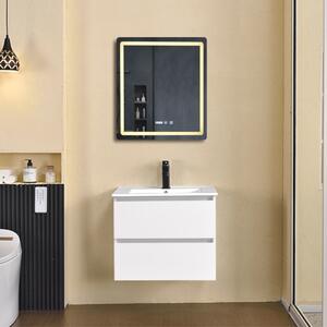HD HongKong White 60 komplett fürdőszoba bútor fali mosdószekrénnyel, kerámia mosdóval és tükörrel
