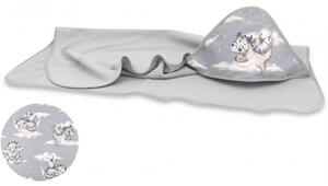 Baby Shop kapucnis fürdőlepedő 100*100 cm - szürke sárkány