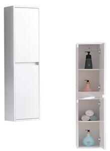 Hongkong Duo White 120 komplett fürdőszoba bútor szett fali mosdószekrénnyel, dupla kerámia mosdóval, tükörrel és magas szekrénnyel