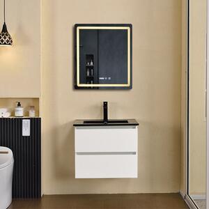 HD HongKong White 60 komplett fürdőszoba bútor fali mosdószekrénnyel, fekete slim mosdóval és tükörrel