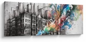 Kép - Ipari élet (órával) (90x30 cm)