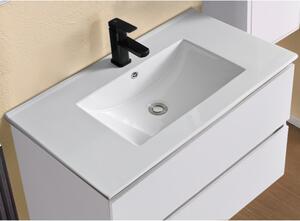 HongKong White 80 komplett fürdőszoba bútor fali mosdószekrénnyel, kerámia mosdóval és tükörrel