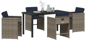VidaXL Kert étkező szett párnával 5 pcs Szürke Poli rattan