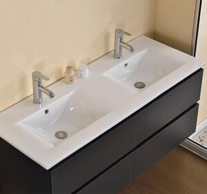 HD Hongkong Duo Antracit 120 komplett fürdőszoba bútor szett fali mosdószekrénnyel, dupla kerámia mosdóval, tükörrel és magas szekrénnyel