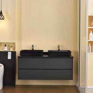 Zen 120 exclusive antracit fali mosdószekrény mosdópulttal és dupla fekete mosdótállal