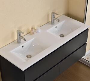 HD Hongkong Duo Antracit 120 komplett fürdőszoba bútor fali mosdószekrénnyel, dupla kerámia mosdóval és tükörrel