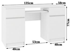Íróasztal - Akord Furniture - 135 cm - fehér