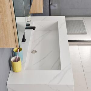 Toronto 120 exclusive komplett fürdőszoba bútor szett mosdószekrénnyel márványmintás mosdópulttal, tükrös szekrénnyel és magas szekrénnyel
