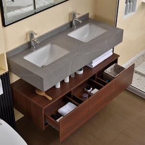 HD London 120 exclusive fali mosdószekrény mosdópulttal és dupla beépített mosdóval