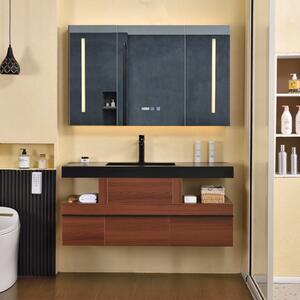 New York 120 exclusive komplett fürdőszoba bútor mosdószekrénnyel, beépített mosdóval és tükrös szekrénnyel