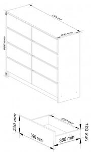 Komód - Akord Furniture K120-8 - fehér / szürke