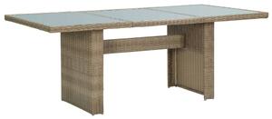 VidaXL barna üveg és polyrattan kerti étkezőasztal 200 x 100 x 74 cm