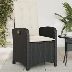 VidaXL fekete polyrattan dönthető kerti szék párnával