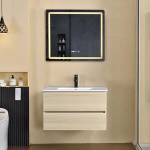HD HongKong Sonoma 80 komplett fürdőszoba bútor fali mosdószekrénnyel, kerámia mosdóval és tükörrel