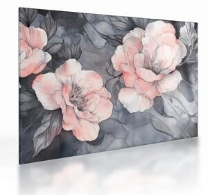 Üveg kép - Virágok vázlata (70x50 cm)