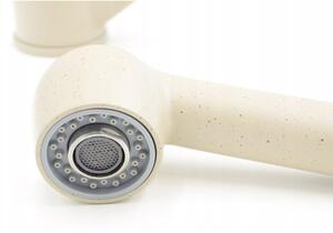 Gránit mosogató NERO Eris + kihúzható zuhanyfejes Shower csaptelep + dugókiemelő (bézs)