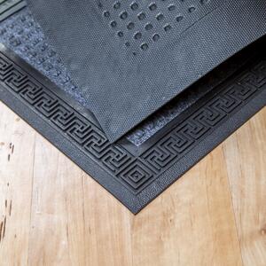 Gumis textil lábtörlő 40x60 cm – Szürke színben, négyzet mintával