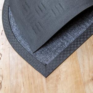 Gumis textil félkör lábtörlő 40x60 cm – Szürke színben rácsos mintával