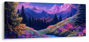 Kép - Lila táj teljes holdfénynél (120x50 cm)