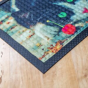 Festett gumis textil lábtörlő 40x60 cm – Macska mintával