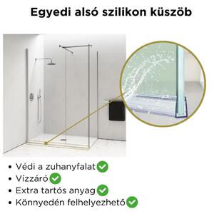 HD Arlo Kombi Walk-In zuhanyfal, 80x70 cm, 8 mm vastag vízlepergető biztonsági üveggel, 200 cm magas, króm profillal és távtartóval
