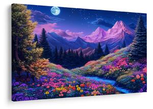 Kép - Lila táj teljes holdfénynél (90x60 cm)