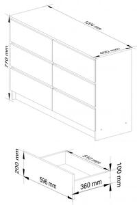 Komód - Akord Furniture K120-6 - fehér / szürke