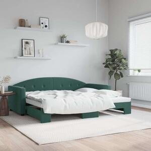 VidaXL sötétzöld kihúzható bársony heverő 90 x 200 cm