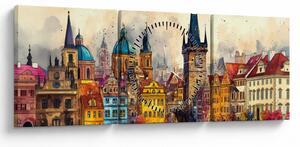 Kép - Ősz a festett városban (órával) (90x30 cm)
