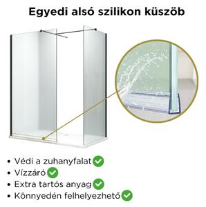 HD Arlo Matt Black Kombi Walk-In zuhanyfal 8 mm vastag vízlepergető biztonsági matt üveggel, 200 cm magas, fekete profillal és távtartóval