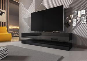 Fly TV szekrény, 140 cm-es fekete/fekete, hangulatvilágítás nélkül
