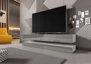 Fly TV szekrény, 140 cm-es szürke/fehér, hangulatvilágítás nélkül