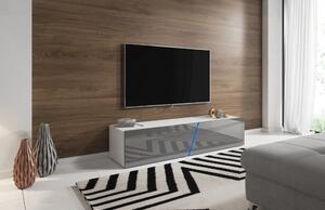 Slant 160 cm-es TV szekrény, szürke/fehér, tetszőleges színű LED hangulatvilágítással