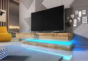 Fly TV szekrény, 140 cm-es tölgy/tölgy, kék LED hangulatvilágítással