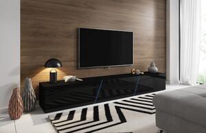Slant 240 cm-es TV szekrény, fekete/fekete, tetszőleges színű LED hangulatvilágítással