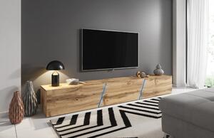 Slant 240 cm-es TV szekrény, tölgy/tölgy, tetszőleges színű LED hangulatvilágítással