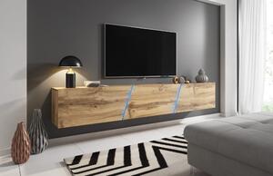 Slant 240 cm-es TV szekrény, tölgy/tölgy, tetszőleges színű LED hangulatvilágítással