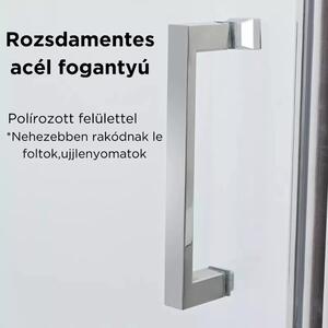 HD Porto aszimmetrikus szögletes összecsukható nyílóajtós zuhanykabin 6 mm vastag vízlepergető biztonsági üveggel, krómozott elemekkel, 195 cm magas