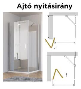 HD Porto aszimmetrikus szögletes összecsukható nyílóajtós zuhanykabin 6 mm vastag vízlepergető biztonsági üveggel, krómozott elemekkel, 195 cm magas