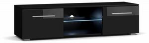 Moon 140 TV szekrény, fekete/fekete, kék LED hangulatvilágítással