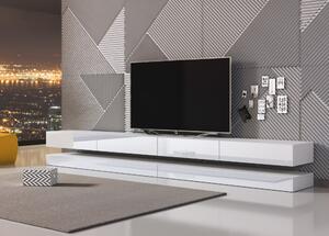Fly TV szekrény, 280 cm-es fehér/fehér, hangulatvilágítás nélkül