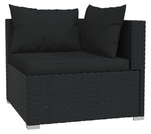 VidaXL fekete kétszemélyes polyrattan kanapé párnákkal