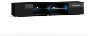 Moon 200 TV szekrény, fekete/fekete, kék LED hangulatvilágítással