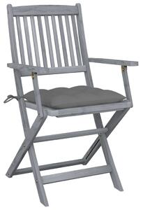 VidaXL 4 db összecsukható tömör akácfa kültéri szék párnával