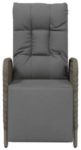 VidaXL 2 db szürke polyrattan dönthető kültéri szék párnával