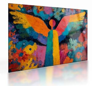 Üveg kép - Absztrakt angyal virágokkal (70x50 cm)