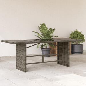 Szürke polyrattan üveglapos kerti asztal 190x80x74 cm